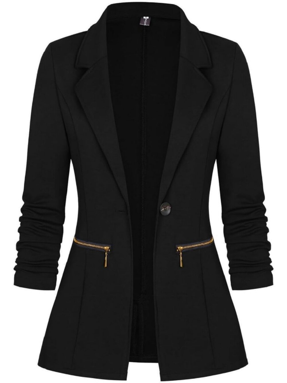Chic Women's Stretch Blazer - Long Sleeve Casual Office Jacket for Work